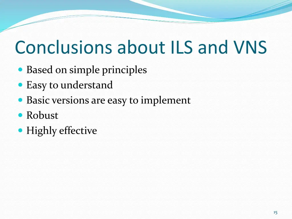 conclusions about ils and vns