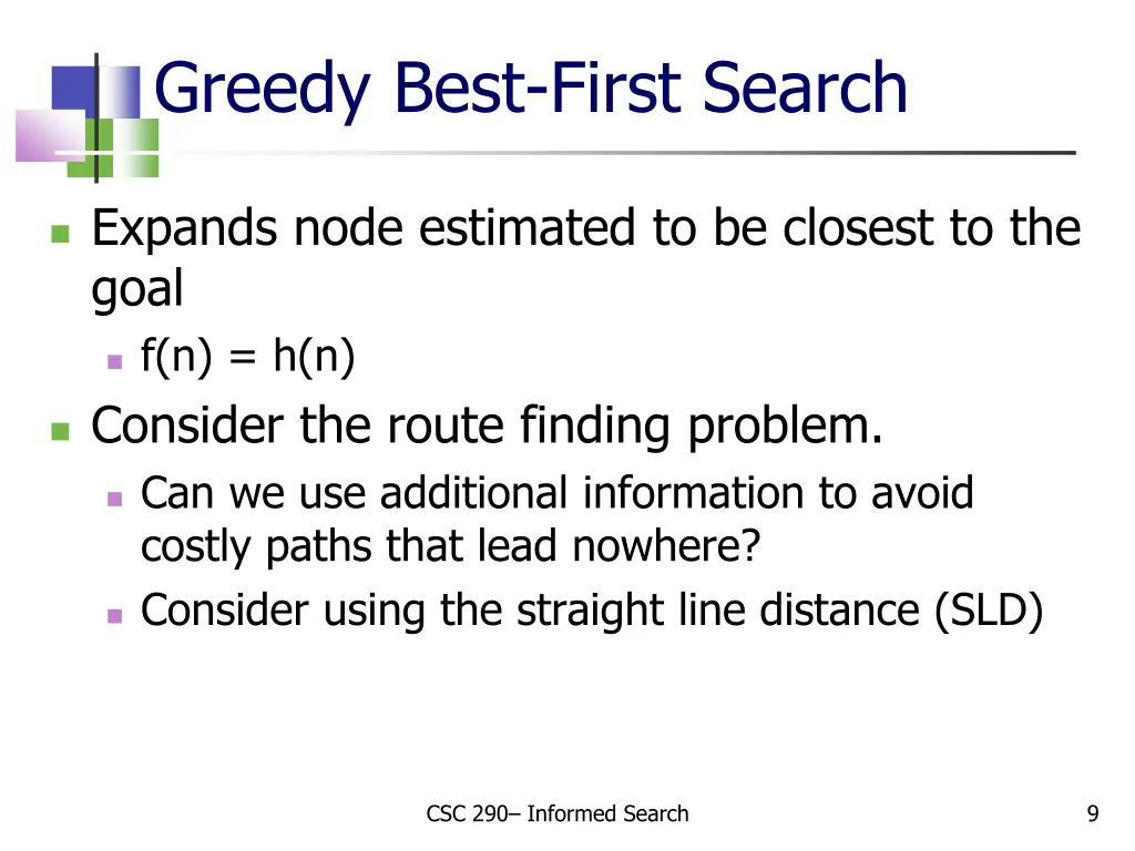 greedy best first search