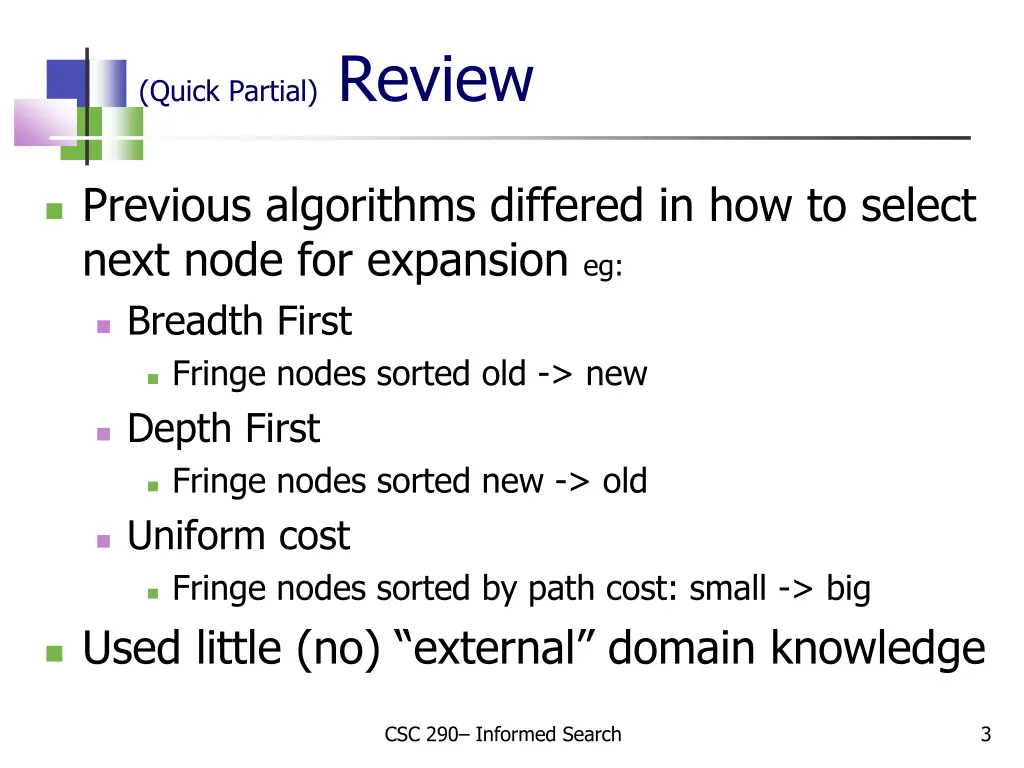 quick partial review