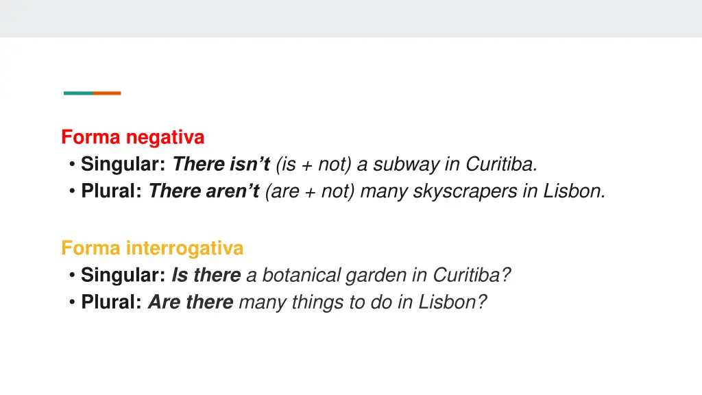 forma negativa singular there