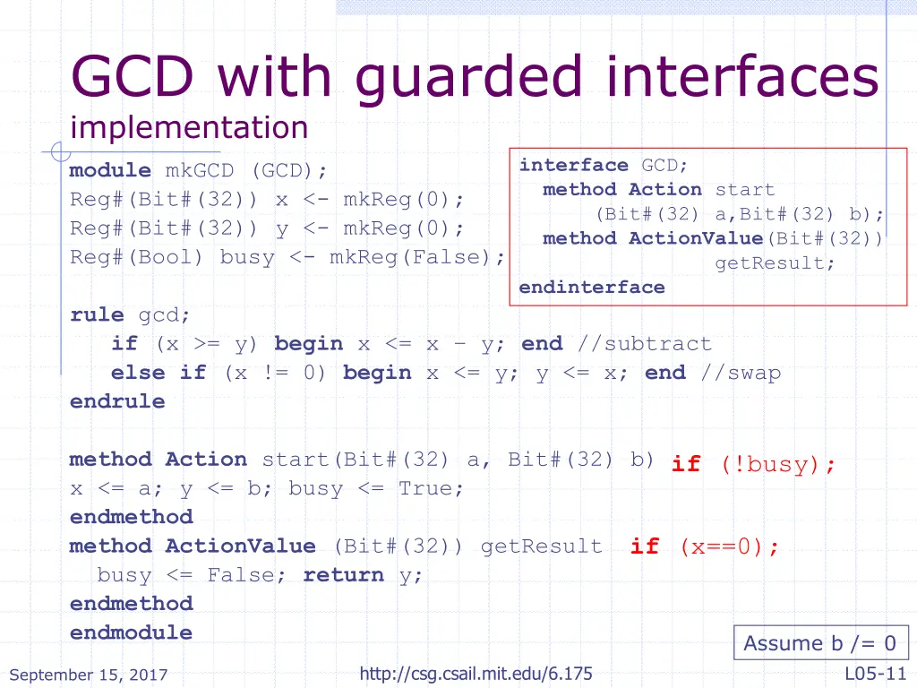 gcd with guarded interfaces implementation
