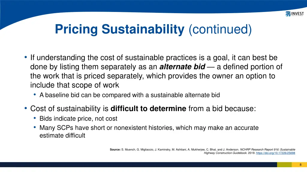 pricing sustainability continued