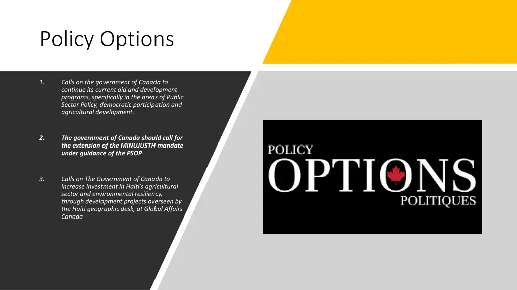policy options