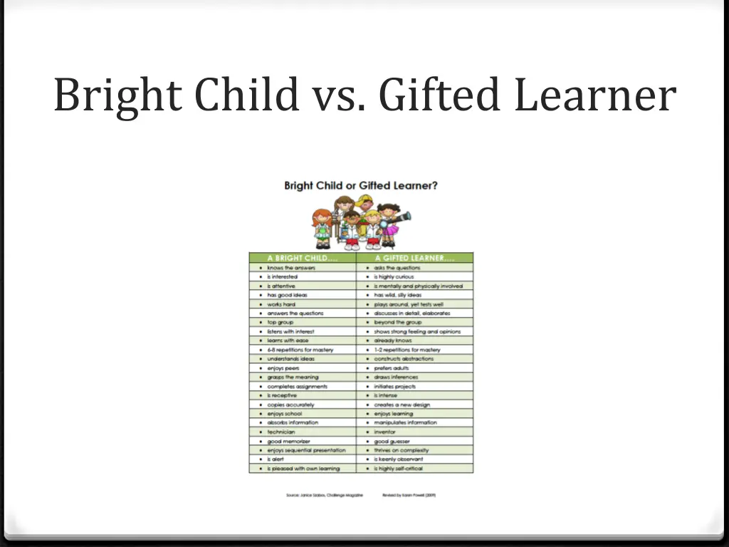 bright child vs gifted learner