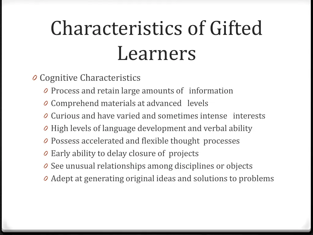 characteristics of gifted learners