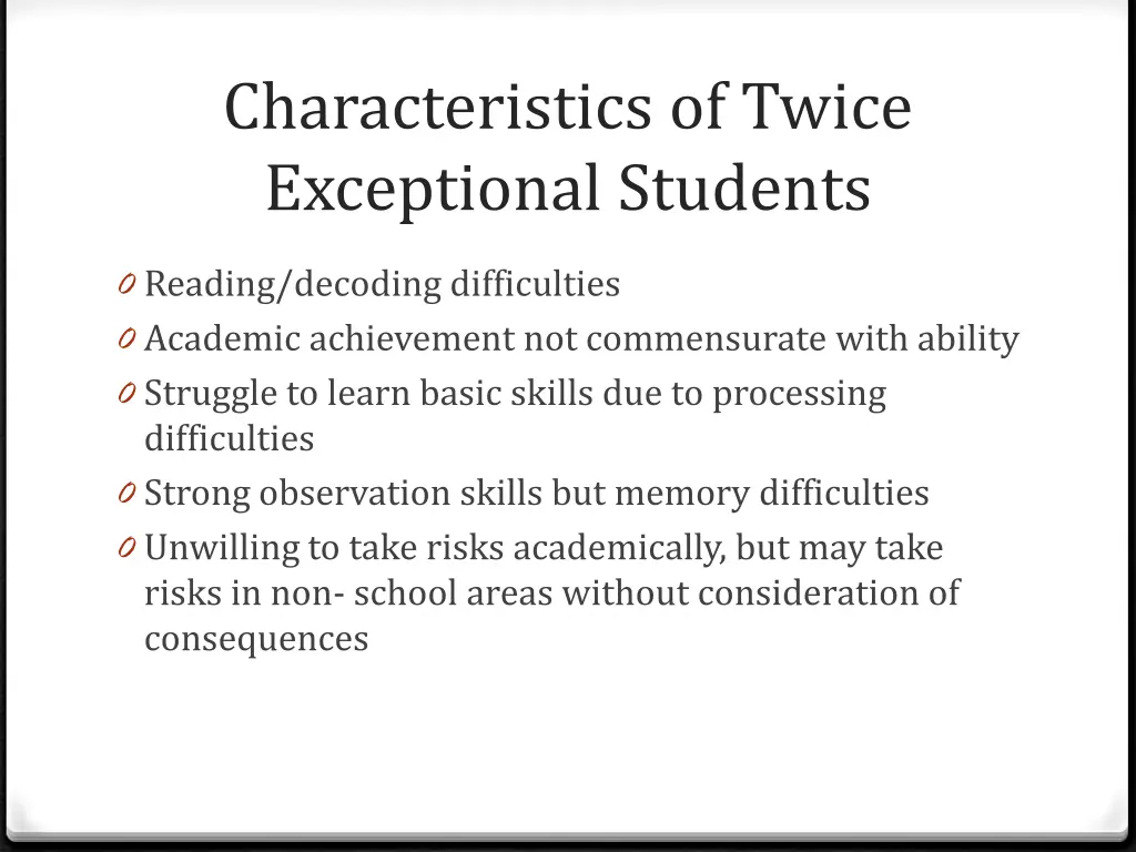 characteristics of twice exceptional students 1