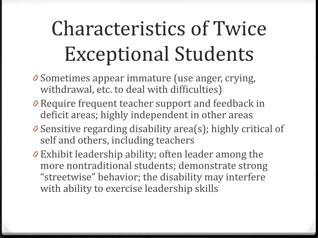 characteristics of twice exceptional students 2