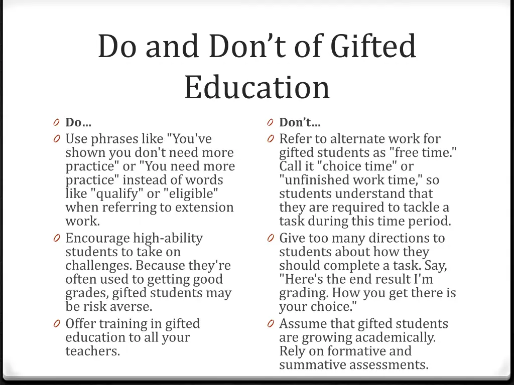 do and don t of gifted education 1