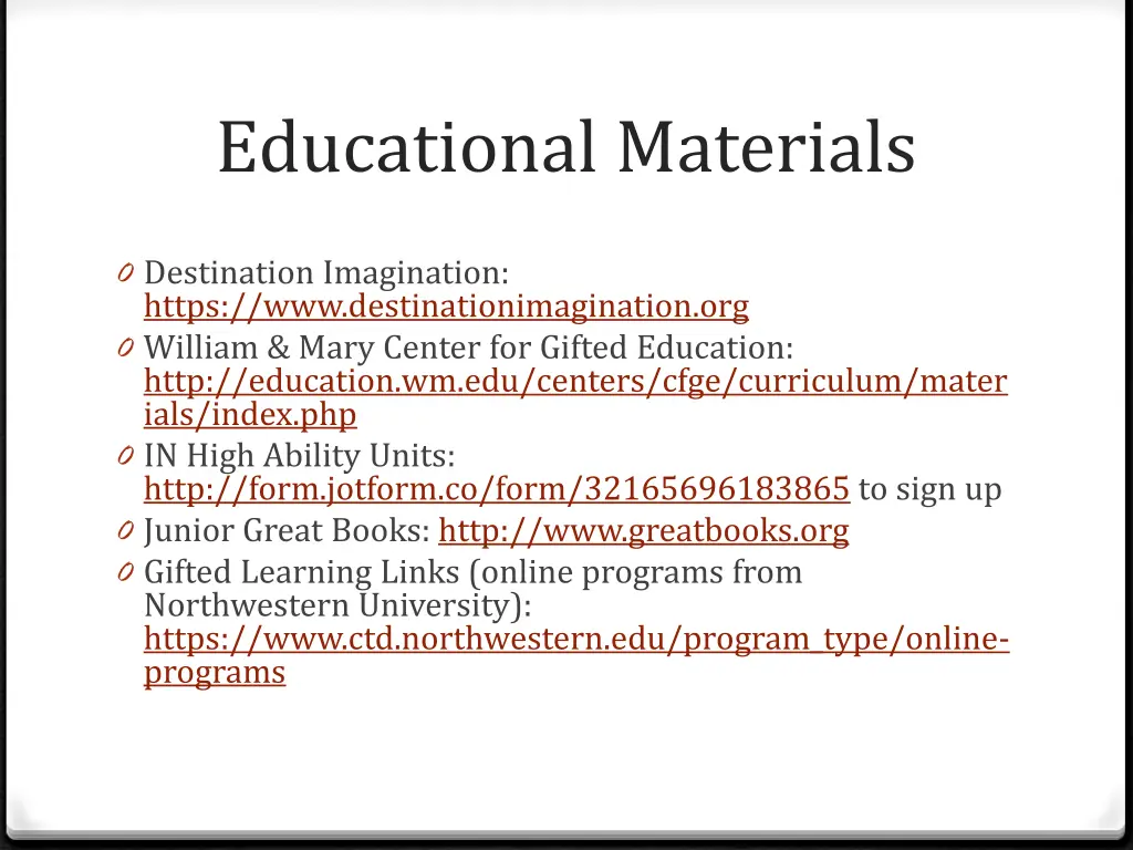 educational materials