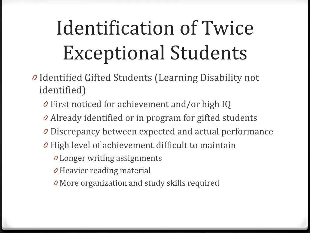 identification of twice exceptional students