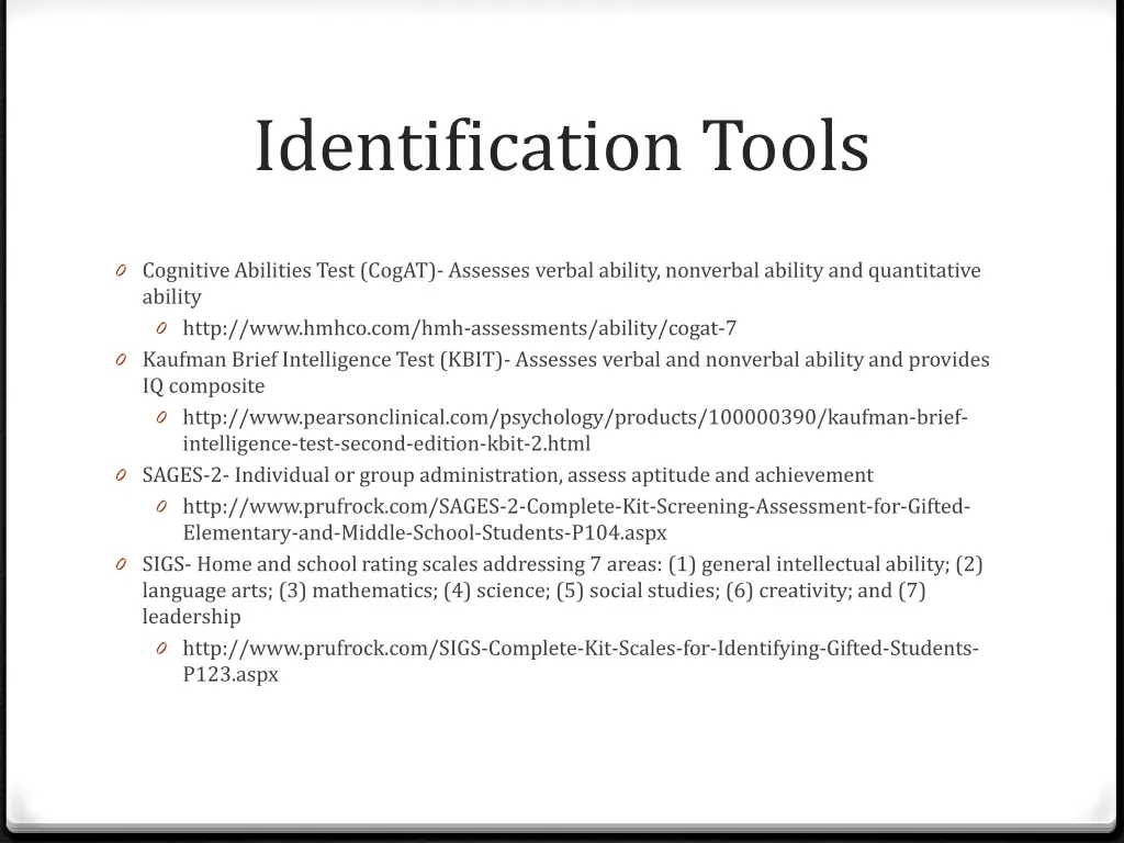 identification tools