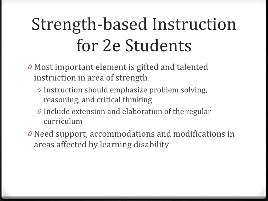 strength based instruction for 2e students