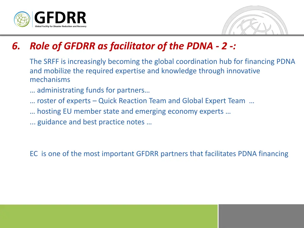 6 role of gfdrr as facilitator of the pdna