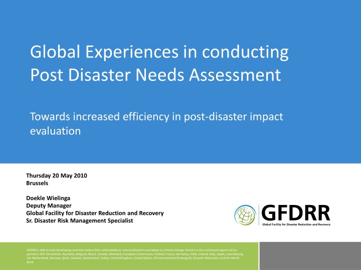 global experiences in conducting post disaster