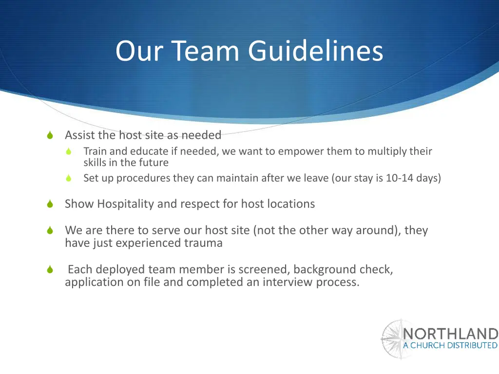 our team guidelines