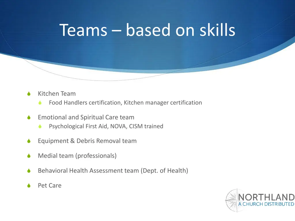 teams based on skills