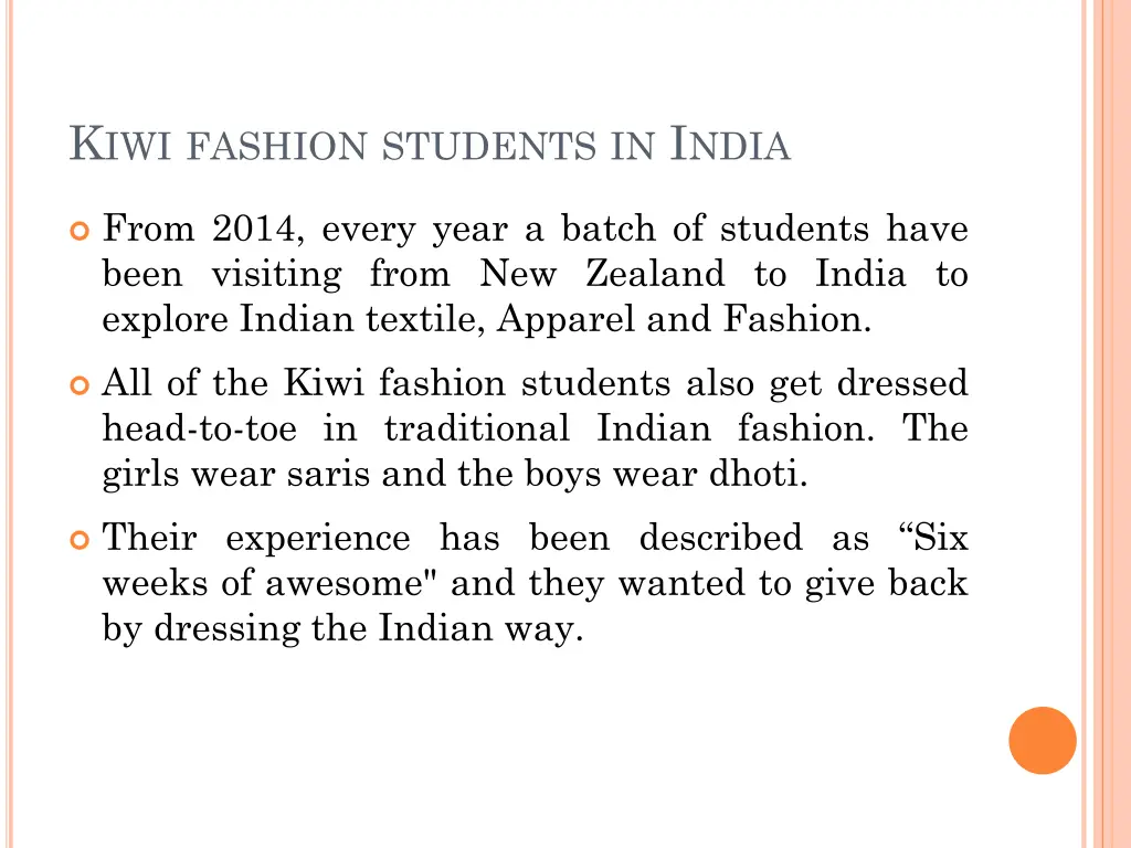 k iwi fashion students in i ndia