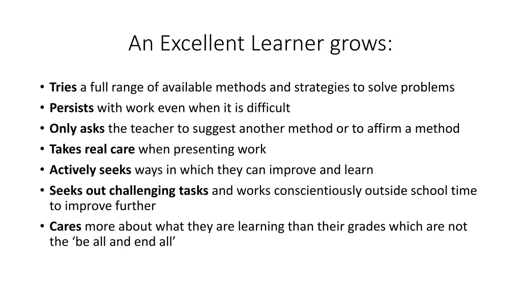 an excellent learner grows