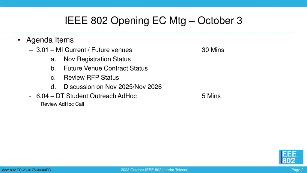 ieee 802 opening ec mtg october 3