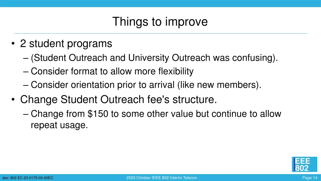 things to improve