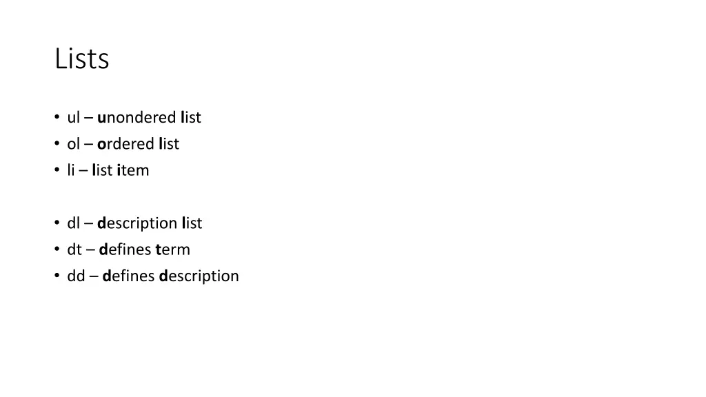 lists