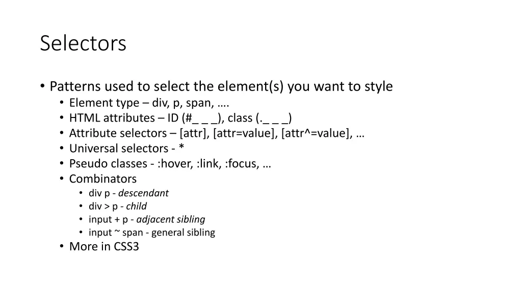 selectors