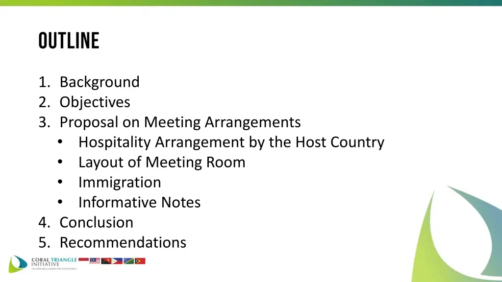 1 background 2 objectives 3 proposal on meeting