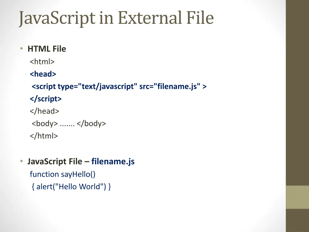 javascript in external file
