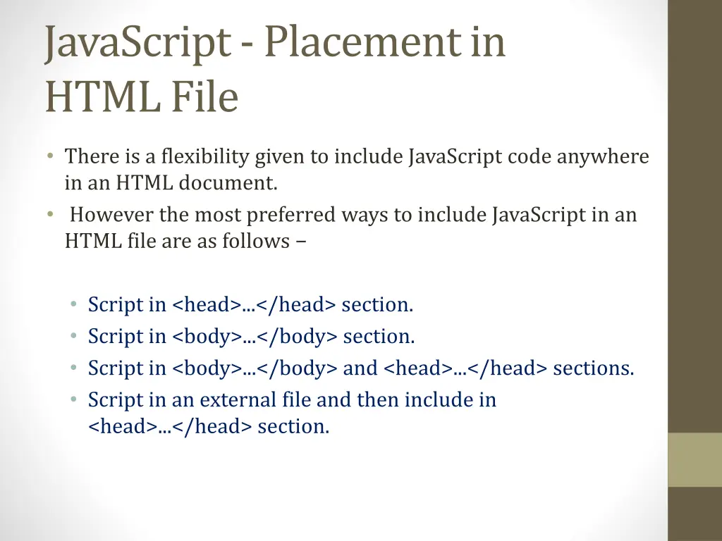 javascript placement in html file