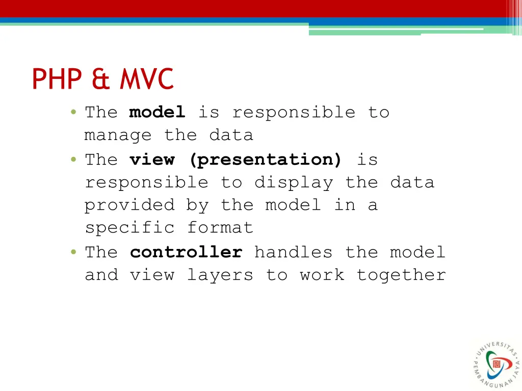 php mvc the model is responsible to manage