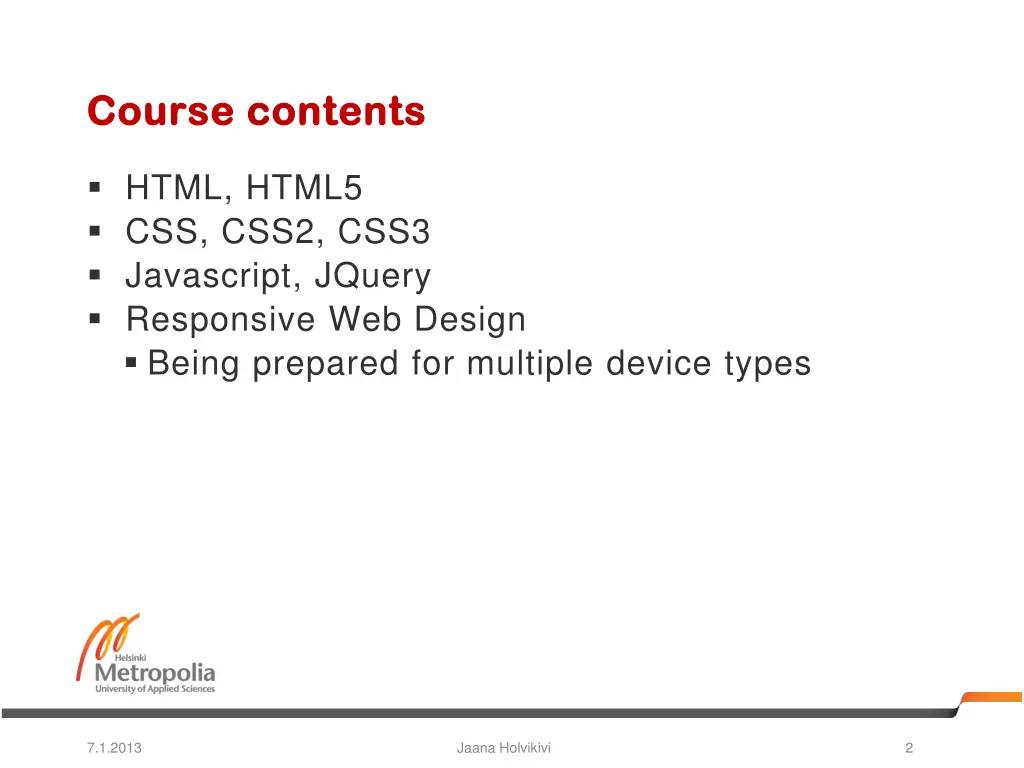 course contents course contents