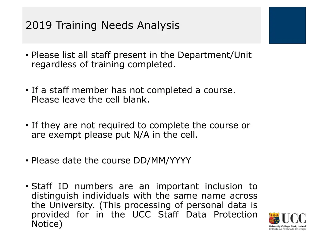 2019 training needs analysis