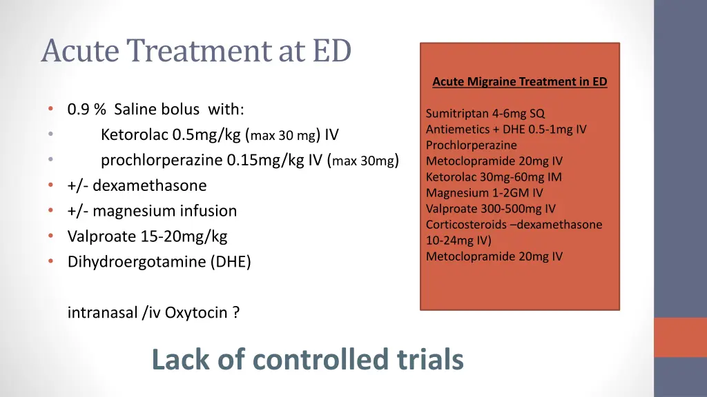 acute treatment at ed