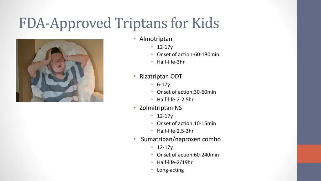 fda approved triptans for kids