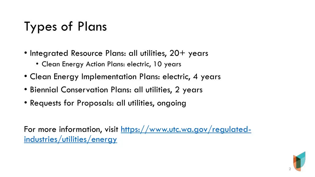 types of plans