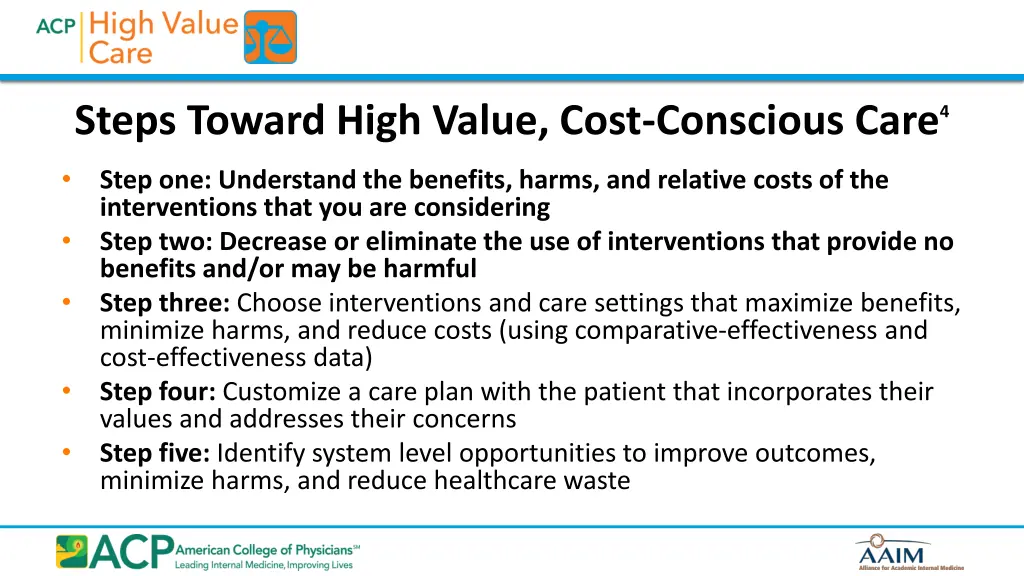 steps toward high value cost conscious care 1