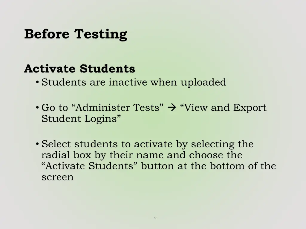 before testing 2