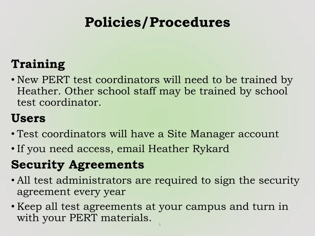 policies procedures