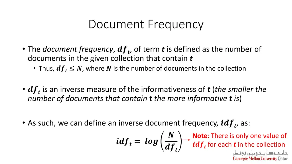 document frequency 2