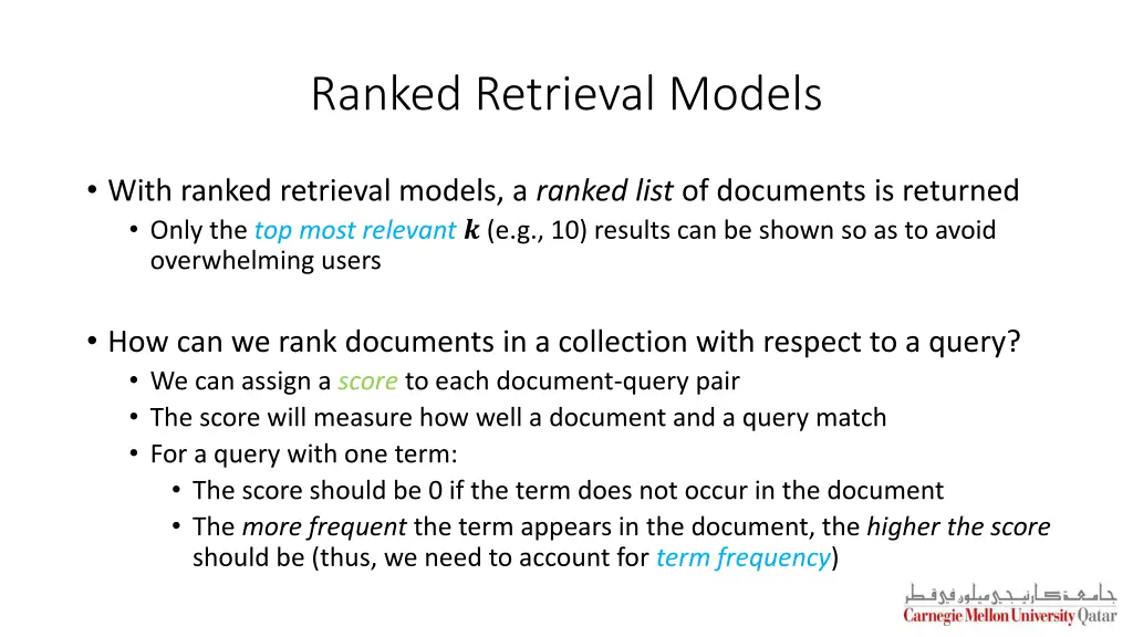 ranked retrieval models