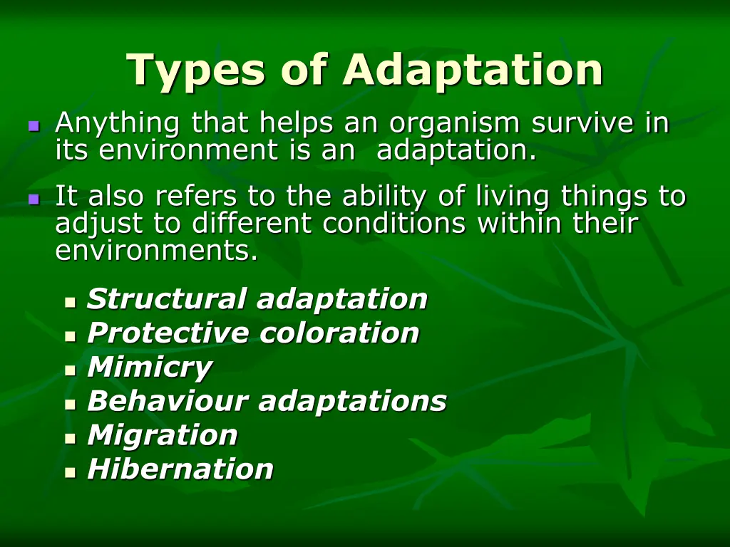types of adaptation