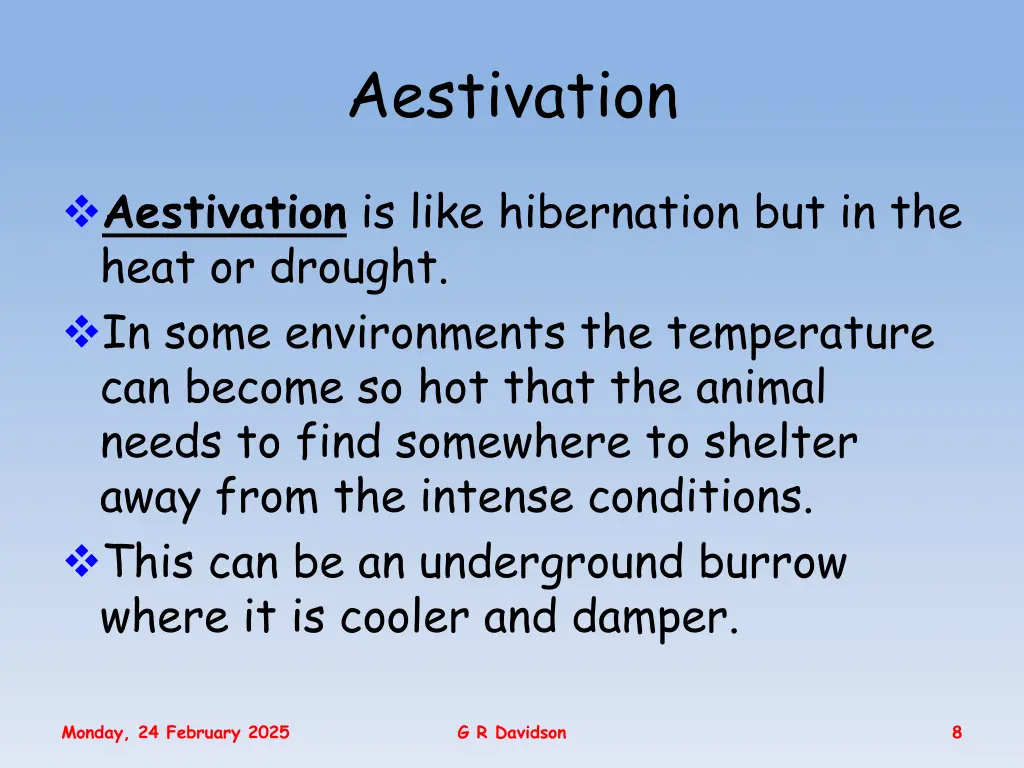 aestivation