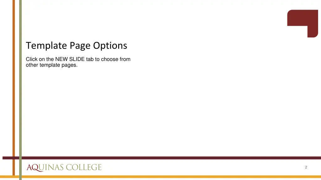 template page options