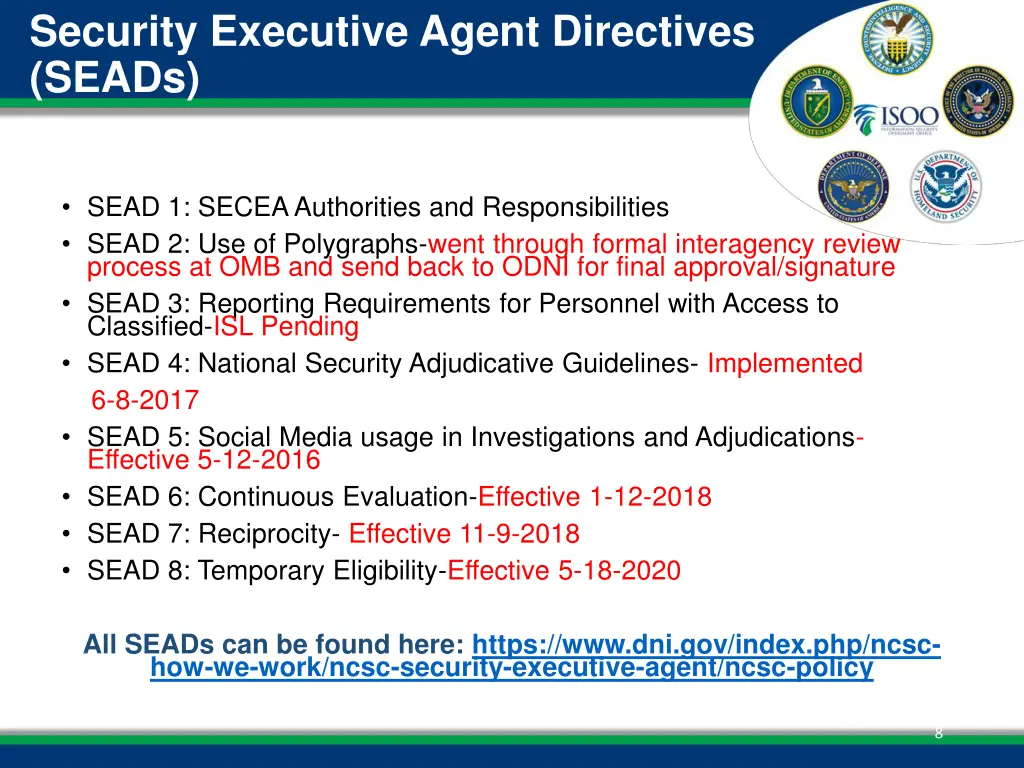 security executive agent directives seads