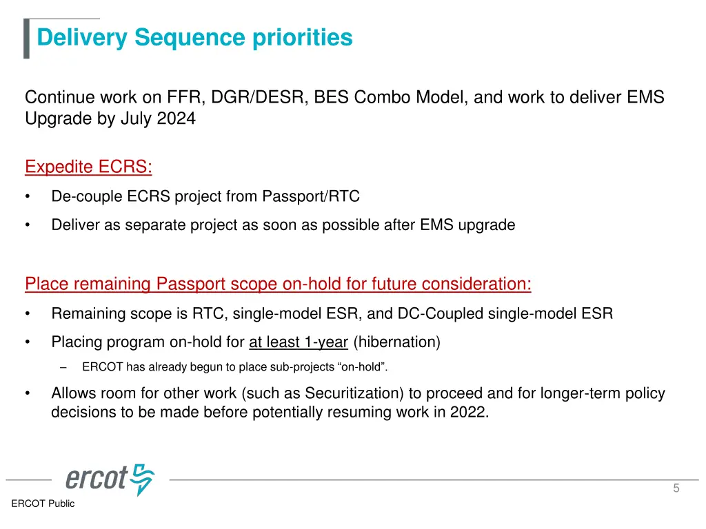 delivery sequence priorities