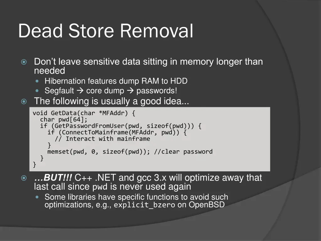 dead store removal
