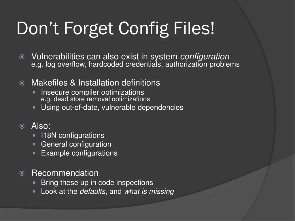 don t forget config files