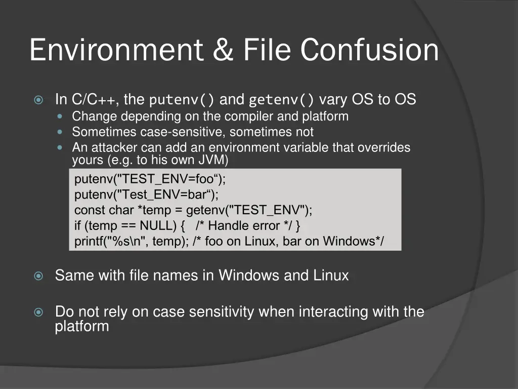 environment file confusion
