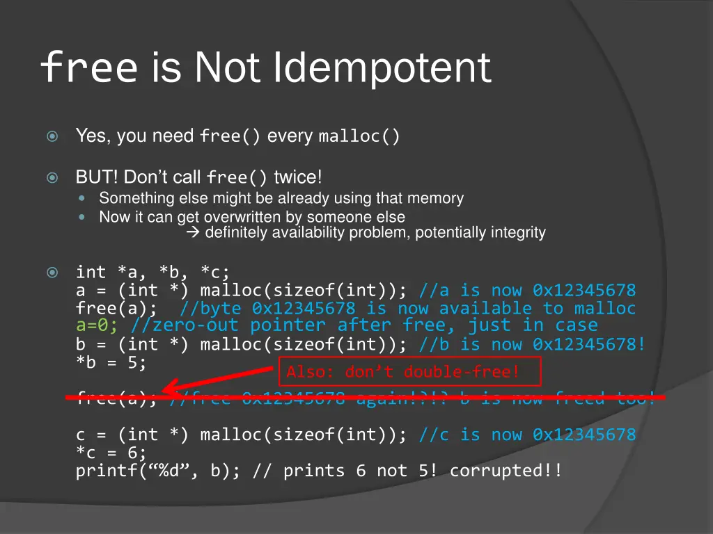 free is not idempotent