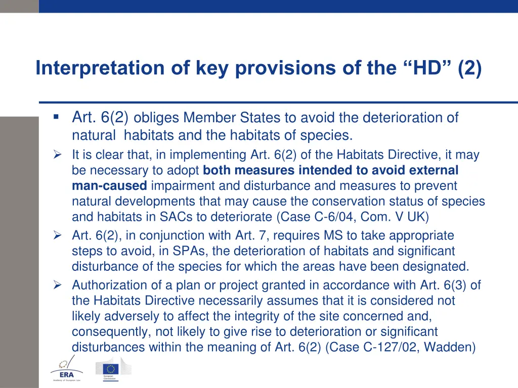 interpretation of key provisions of the hd 2